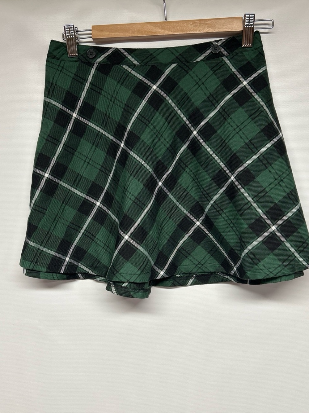 Royal Bones Green Plaid Skater Skirt